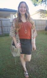 Denim Skirts, Colourful Tees, Printed Layers and Grey MAB