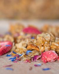 Frühlings-Granola mit Blüten & Erdbeeren – Knusprig, duftend & einfach himmlisch!
