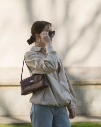 Bomber jacket, jeans, baguette bag
