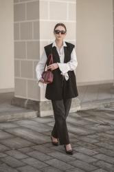 Black & white & burgundy bag 