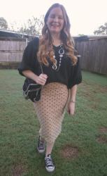 Dolman Sleeve Blouses, Pencil Skirts and Stella McCartney Falabella Bag