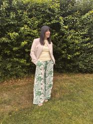 Floral Green & Cream Trousers - Chic & Stylish Linkup.