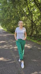 Green Pants and Grey Tee: Simple Casual Look