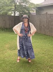 Adventures in Thrifting Part 19: Blue and White Cotton Dress & Spread The Kindness Link Up On the Edge #765