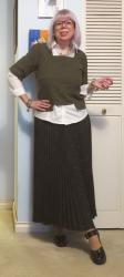 Olive, Layers and Plaid Pleats