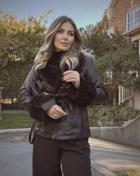 Mongolian fur leather jacket