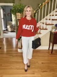 Two Festive Graphic Christmas Sweaters Styled for the Holiday Season