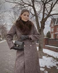 Fur collar coat