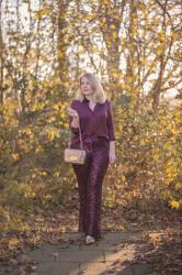 The Burgundy Sequin Trousers Outfit