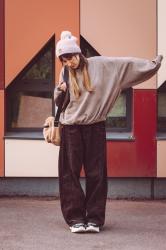 Pantalon velours côtelé large 