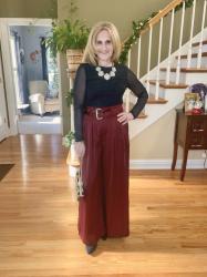 How Burgundy Satin Pants are Making my Christmas Eve Look Extra Special