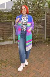 Striped Cardigan and Floral Print Top + Style With a Smile Link Up