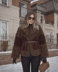 Cinched fur jacket