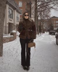 Cinched fur jacket