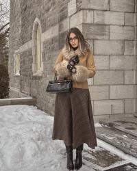 Fur cuffs and collar