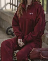 Bordowy dres Mosquito z bluzą polo 