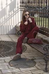 Bordowy dres Mosquito z bluzą polo 