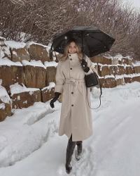 High-neck collar coat