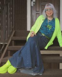 Mom-Day at Home in the Blues (and Neon), and Cat Scrap