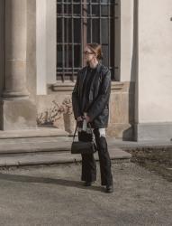 Leather jacket, lace and heels