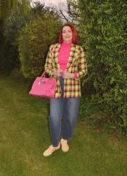 Neon Check Jacket and Jeans + Style With a Smile Link Up
