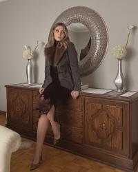 Velvet midi with a lace