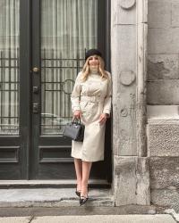High-collar trench coat
