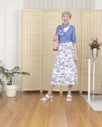  Toile Print Midi Skirt 