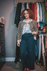 What I Wore: Animal Print Card, Blue Toile Shirt, and Dark Denim Jeans