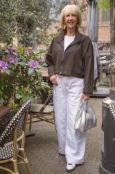 Wide white trousers for spring