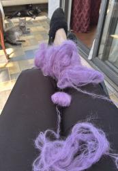 Bigass Lazy Week Wrap-Up: Swooshy Sidney Birthday Shop; Art Project: Lavender Wool Scarf; Neon Swoosh Mom-Lunch and a Wee Shop; Many Cats