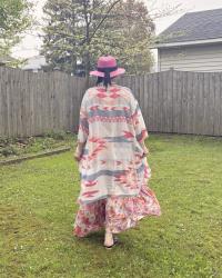 Adventures in Thrifting Part 26: Pink Tribal Print Kimono & Spread The Kindness Link Up On the Edge #812