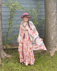 Adventures in Thrifting Part 26: Pink Tribal Print Kimono & Spread The Kindness Link Up On the Edge #812
