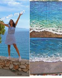  Seascapes on Wood,  Travel with My Art #50, #51