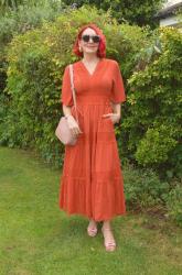 Dark Orange Maxi Dress + Style With a Smile Link Up