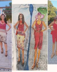 A Red Dress 2 Ways (Fashion Illustration Wednesday )