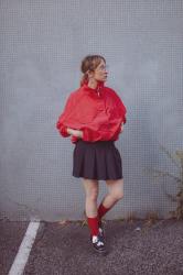 Coupe vent rouge col cheminée