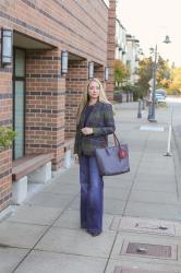 Fall Style: Plaid Blazer + High Waist Wide Leg Jeans